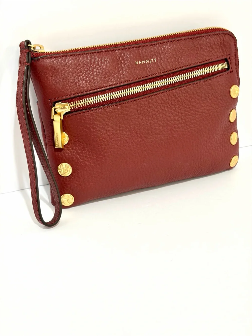 Hammitt Nash Small Crossbody In Pomodoro Red/Brushed Gold Hammered Rivets